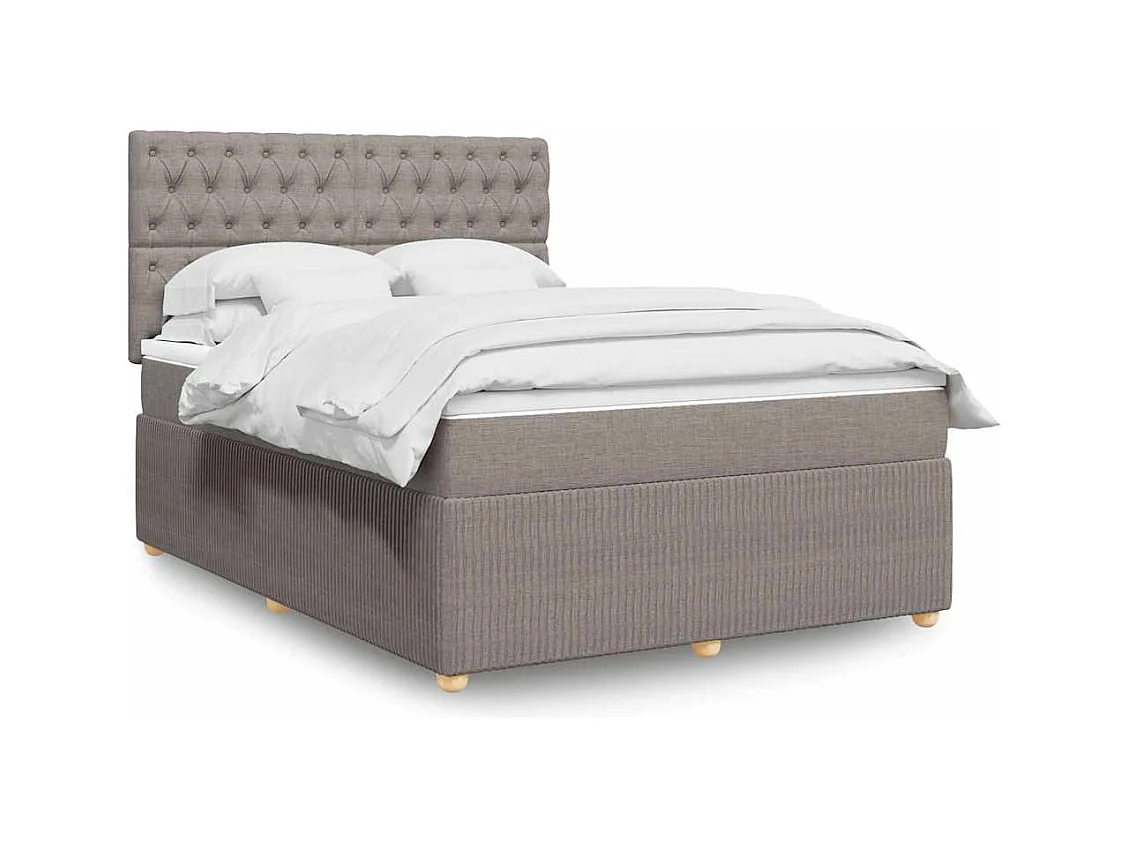 Sommier à lattes de lit avec matelas Taupe 140x200 cm Tissu