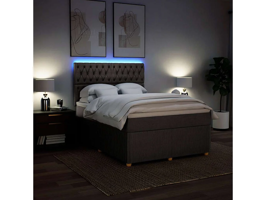 Boxspring met matras stof taupe 140x200 cm