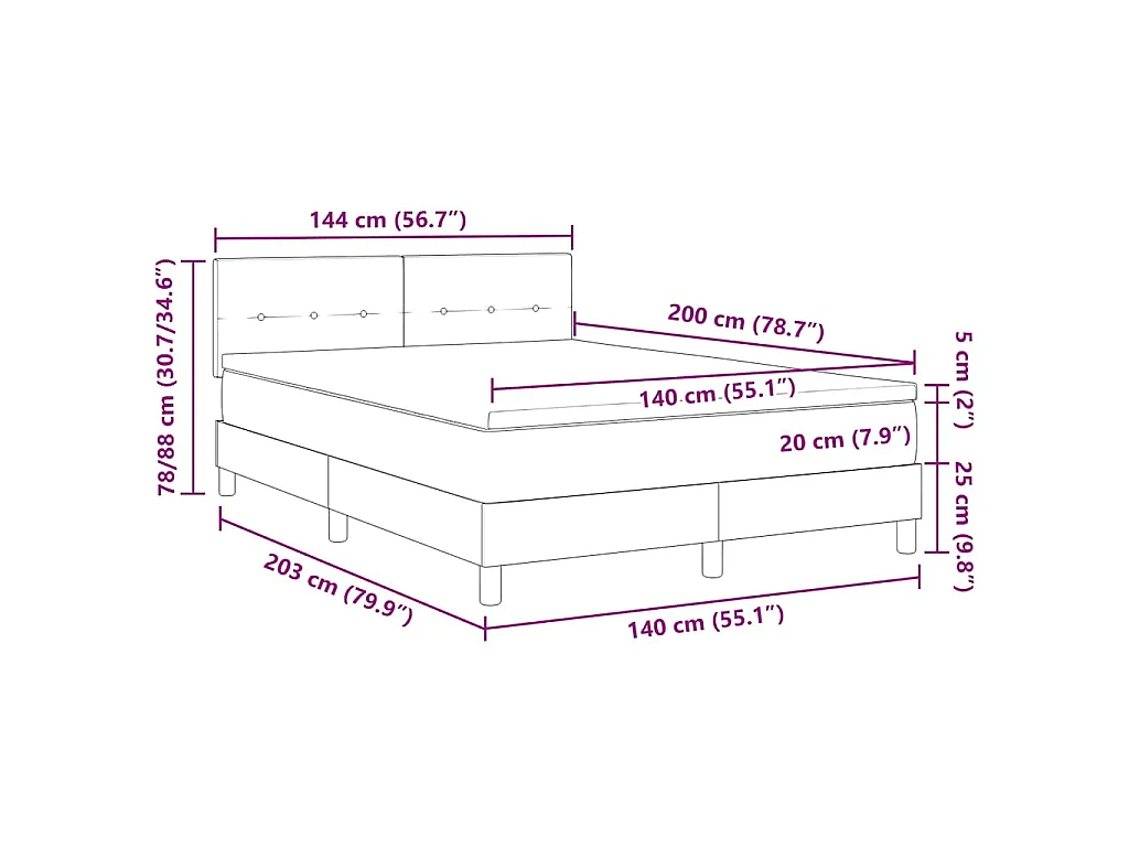Cama tipo Box Spring Verde oscuro 140 x 200 cm Terciopelo
