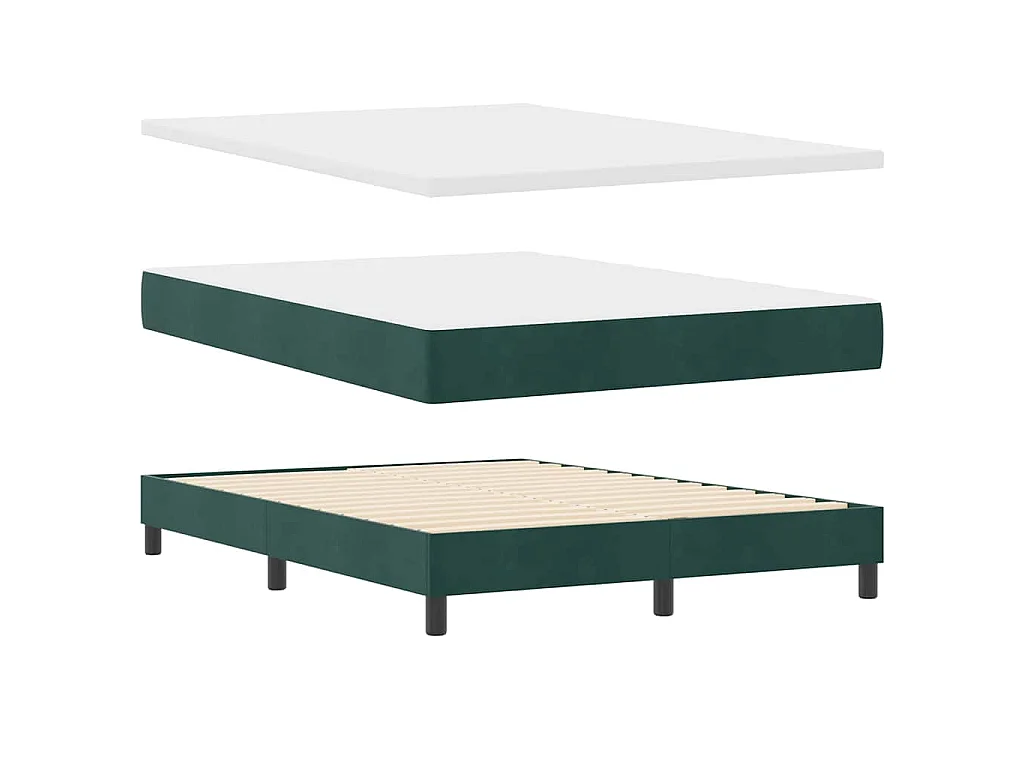 Cama tipo Box Spring Verde oscuro 140 x 200 cm Terciopelo