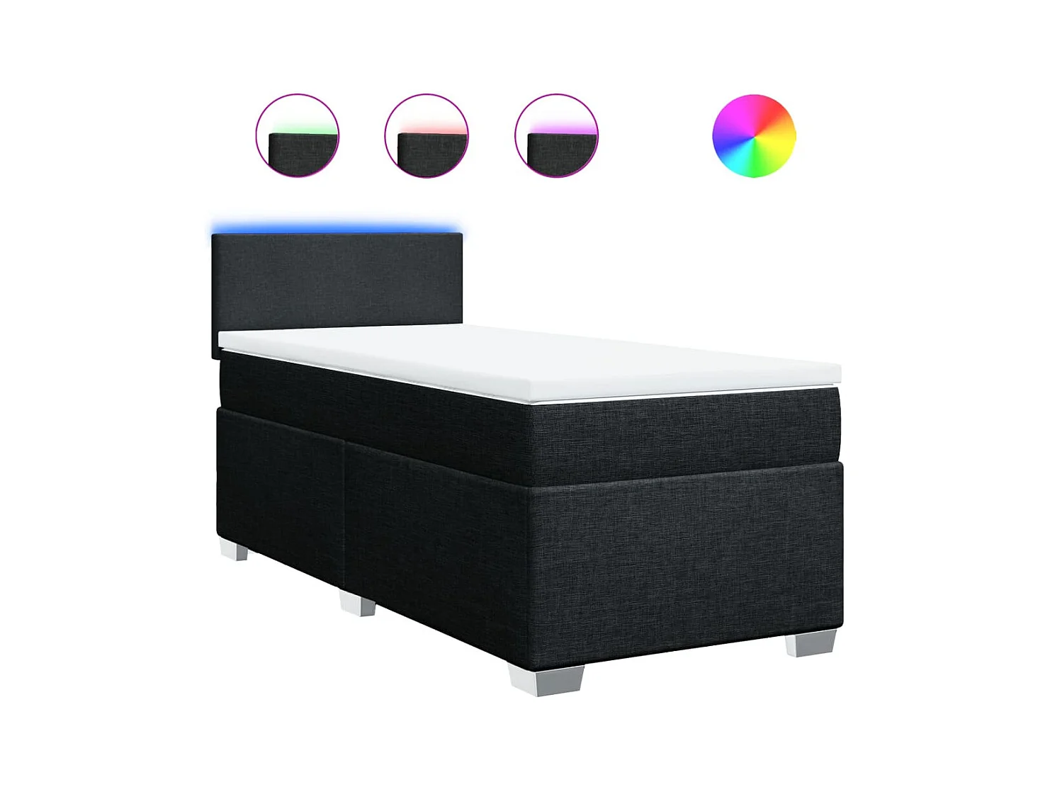 Sommier à lattes de lit avec matelas Noir 90x200 cm Tissu