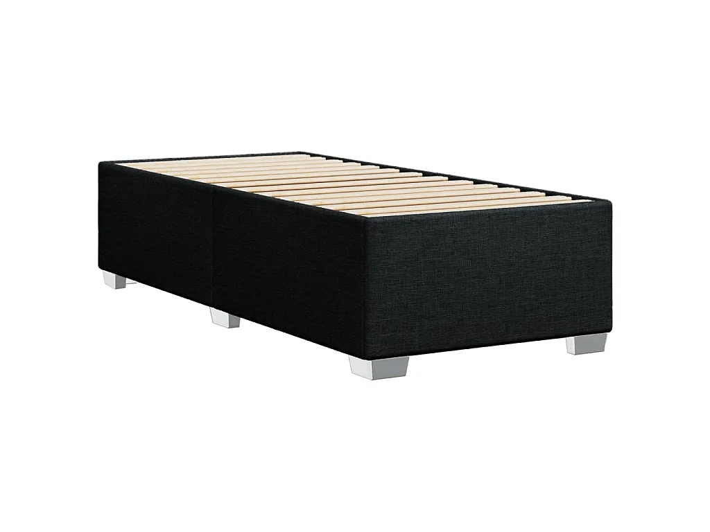 Cama box spring con colchón tela negro 90x200 cm