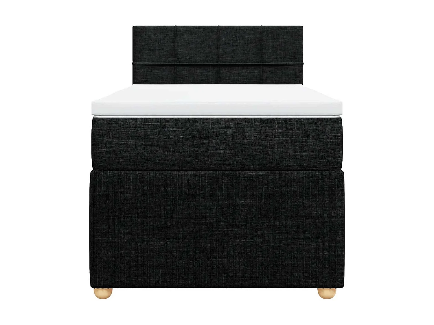Cama box spring con colchón tela negro 90x200 cm