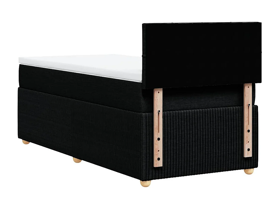 Cama box spring con colchón tela negro 90x200 cm