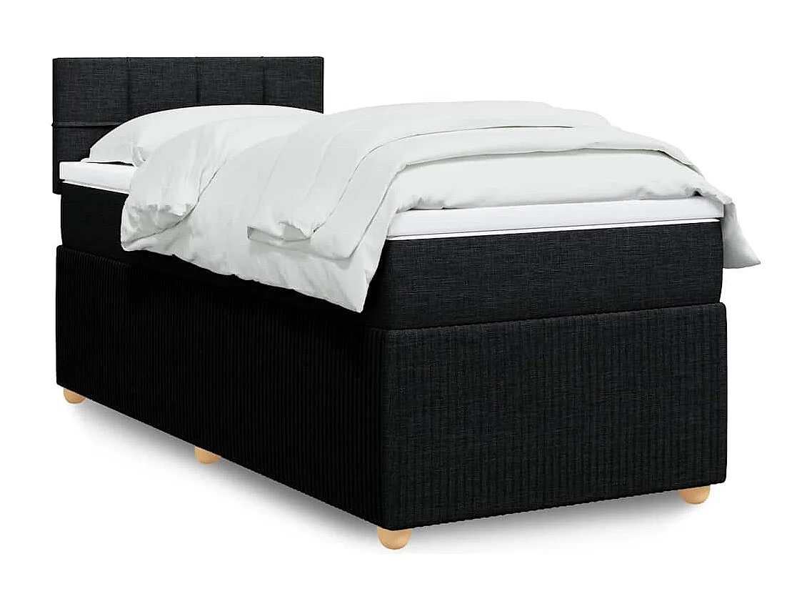 Giroletto a Molle con Materasso Nero 90x200 cm in Tessuto
