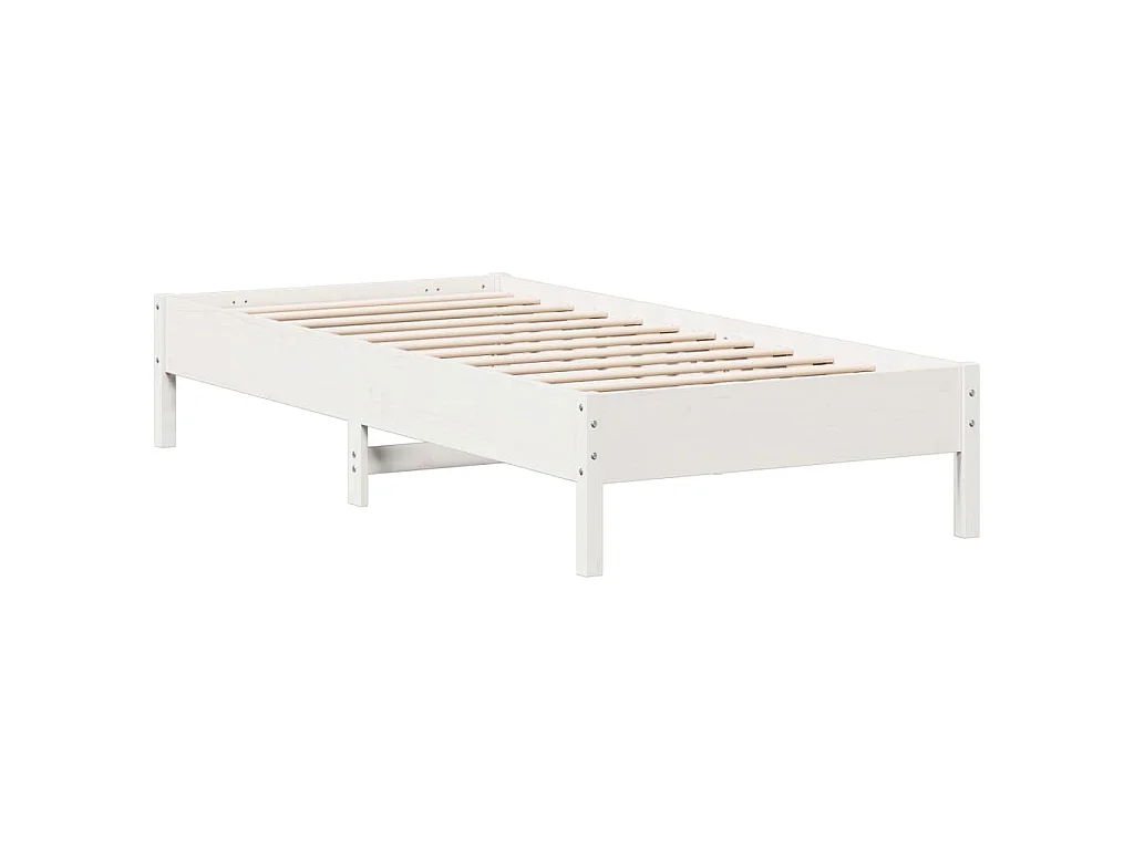 Bedframe zonder matras massief grenenhout wit 90x200 cm