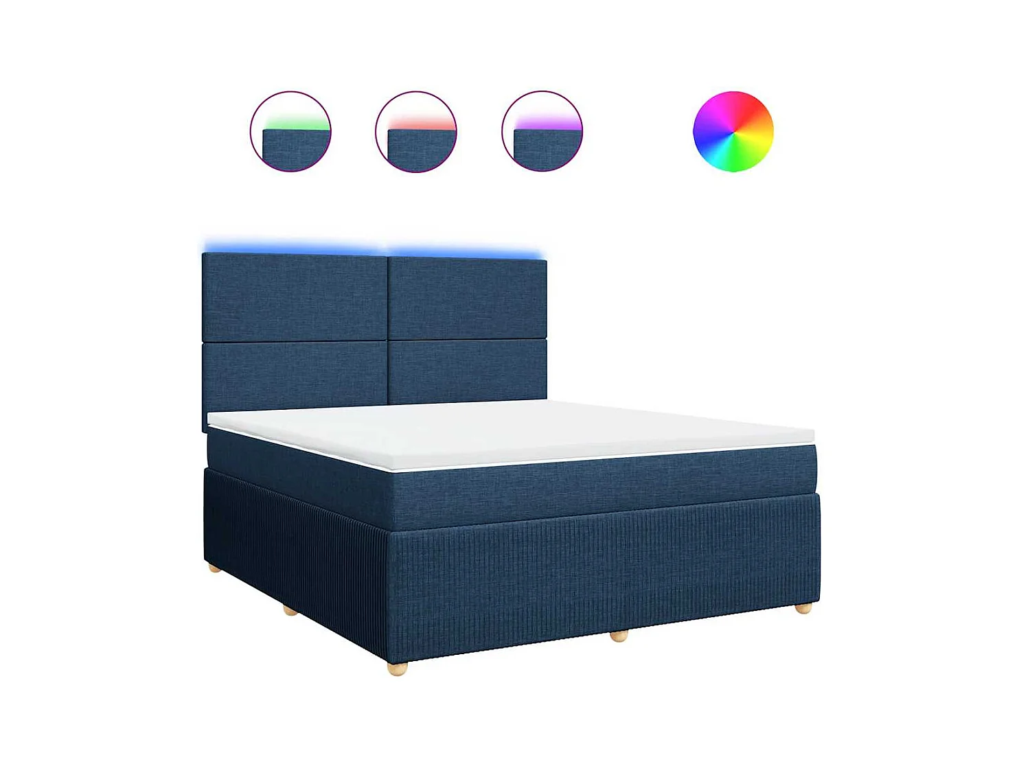 Giroletto a Molle con Materasso Blu 180x200 cm in Tessuto