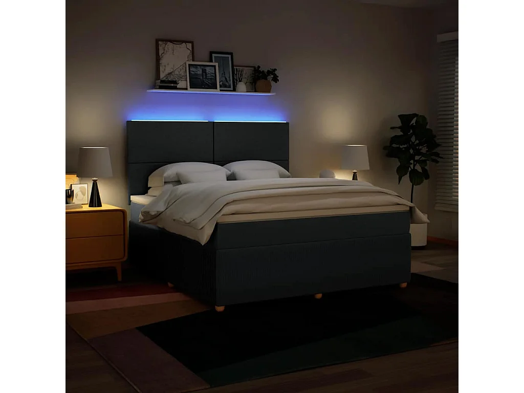 Boxspringbett mit Matratze Blau 180x200 cm Stoff