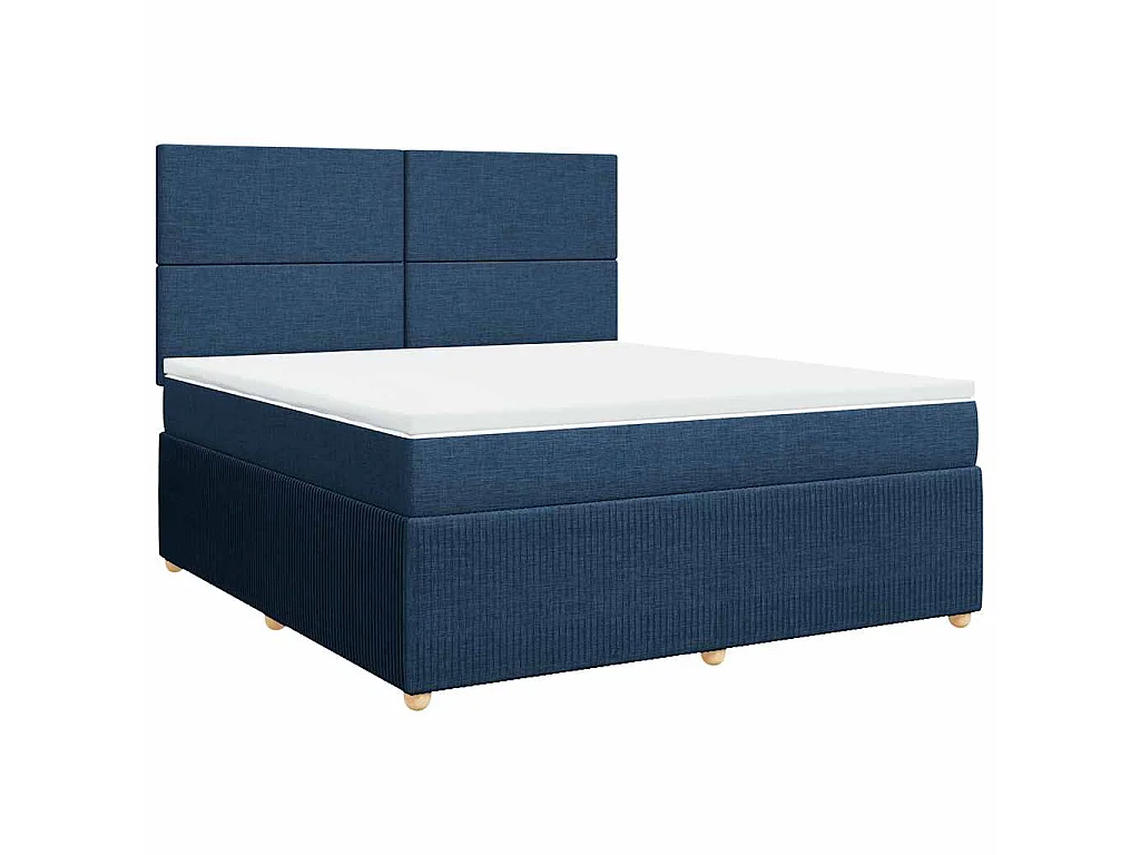 Sommier à lattes de lit avec matelas Bleu 180x200 cm Tissu
