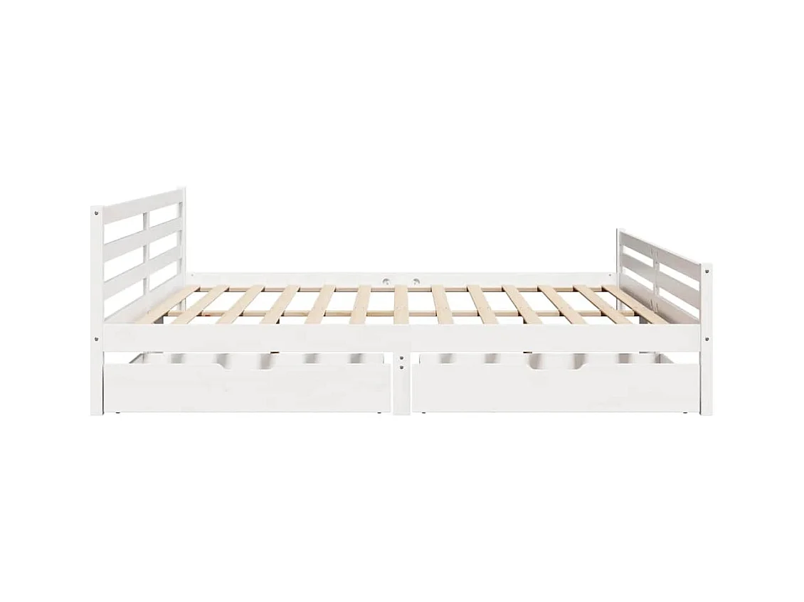 Cadre de lit sans matelas blanc 180x200 cm bois massif de pin