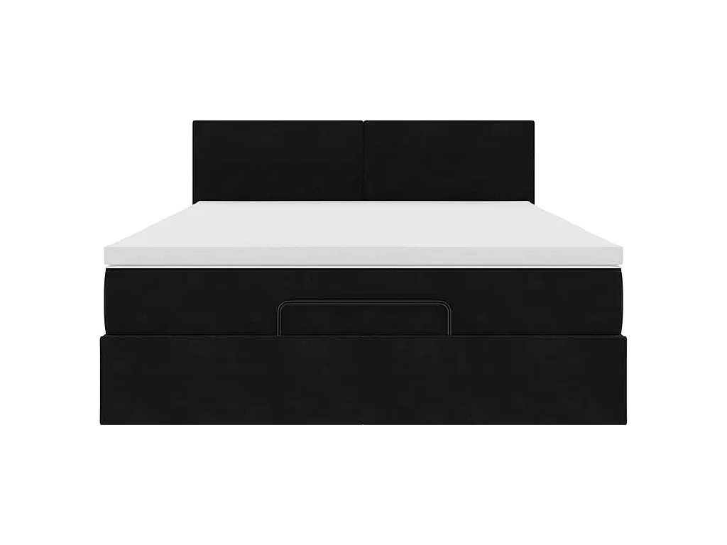 Ottoman bed met matras 140x200cm fluweel zwart