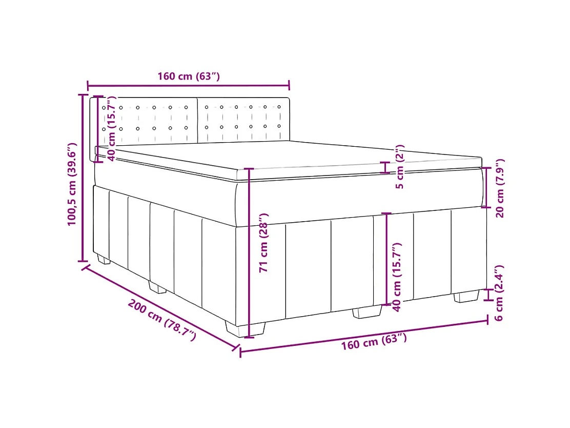 Giroletto a Molle con Materasso Tortora 160x200 cm in Tessuto