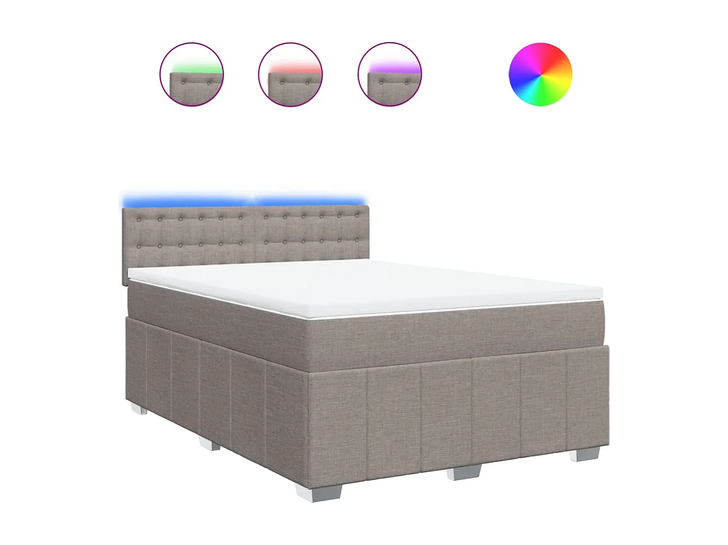 Cama box spring con colchón tela gris taupe 160x200 cm