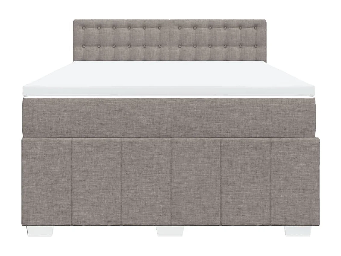 Cama box spring con colchón tela gris taupe 160x200 cm