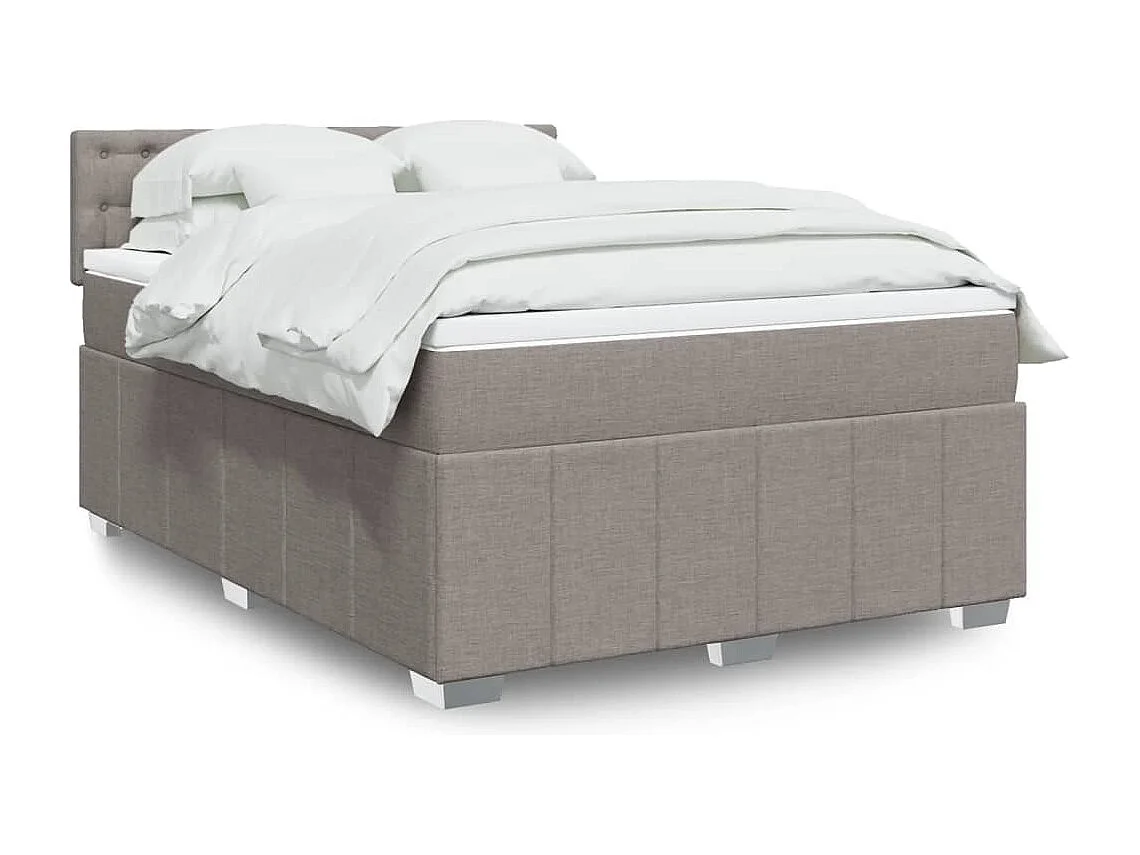 Sommier à lattes de lit avec matelas Taupe 160x200 cm Tissu
