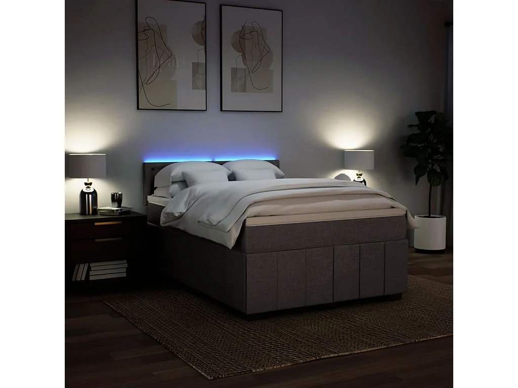 Sommier à lattes de lit avec matelas Taupe 160x200 cm Tissu