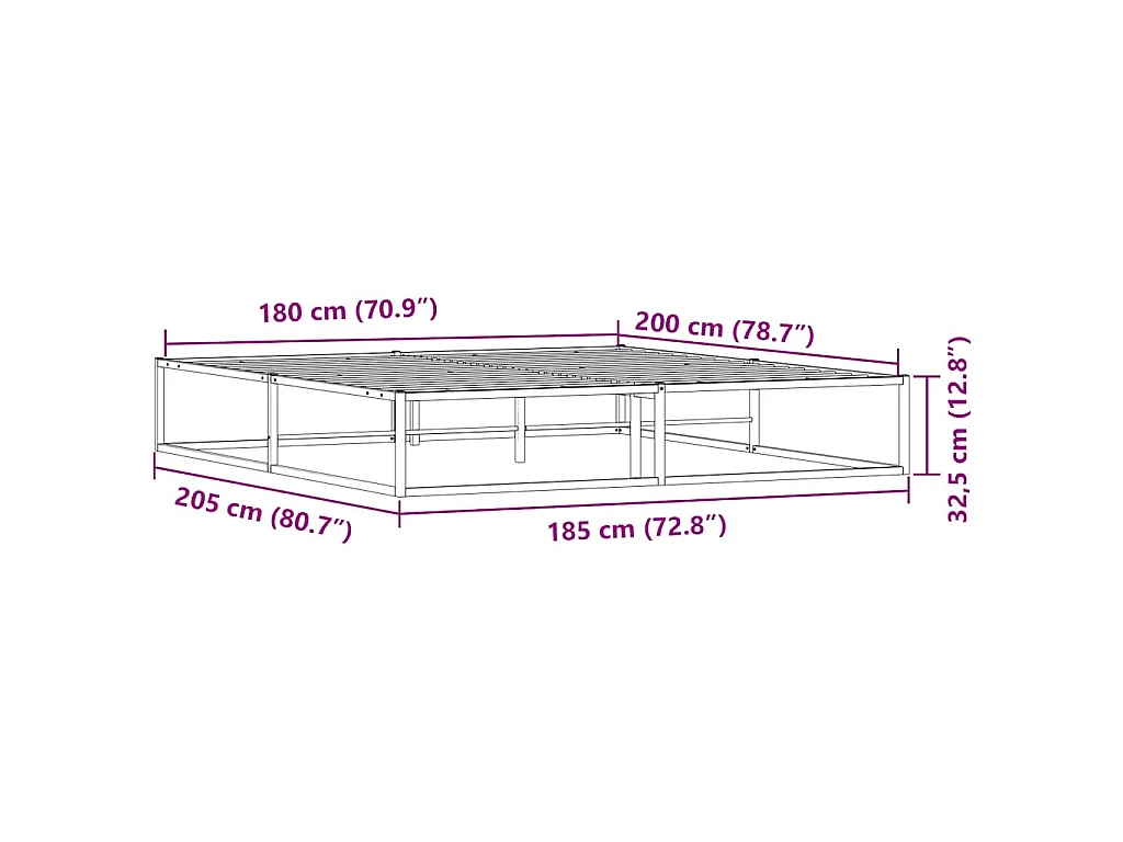 Bedframe zonder matras 180x200 cm wit
