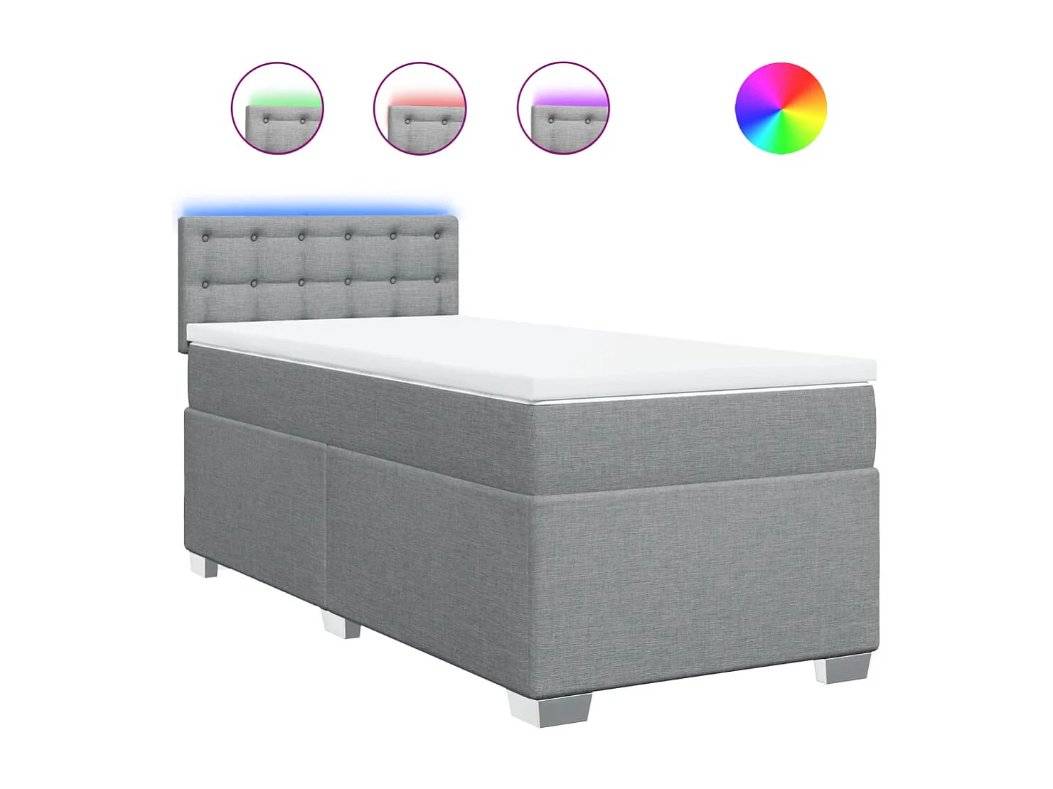 Boxspringbett mit Matratze Hellgrau 90x200 cm Stoff