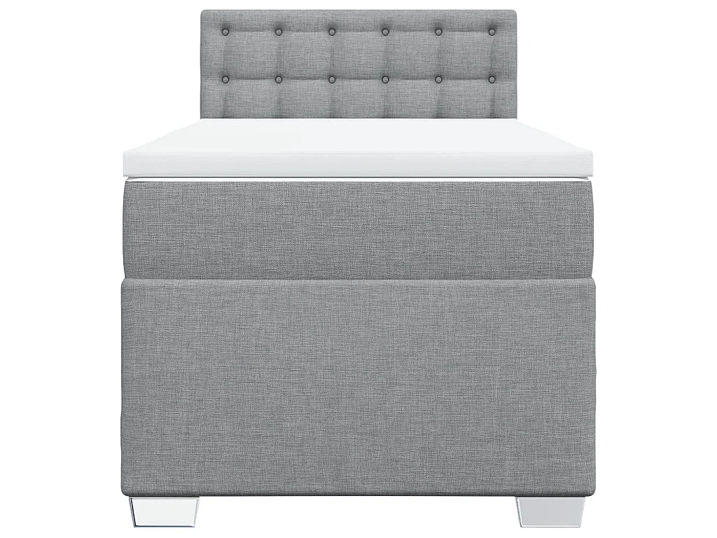 Cama box spring con colchón tela gris claro 90x200 cm