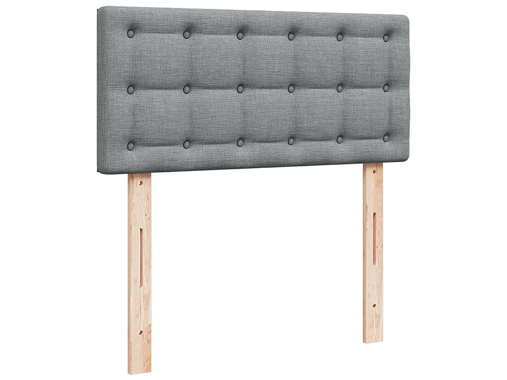 Cama box spring con colchón tela gris claro 90x200 cm