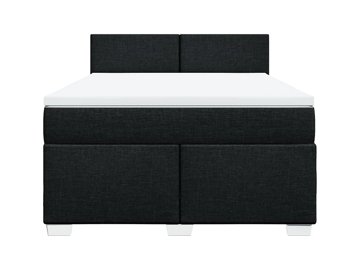 Sommier à lattes de lit avec matelas Noir 160x200 cm Tissu