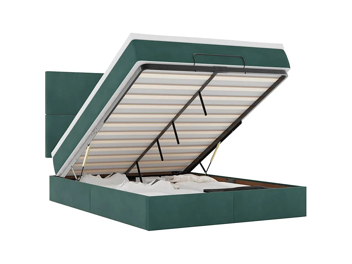 Ottoman bed met matrassen 140x200cm fluweel donkergroen