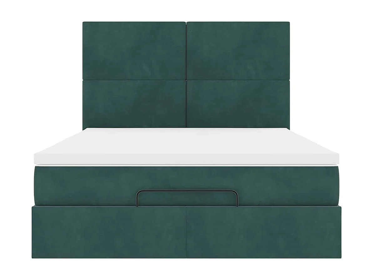 Ottoman bed met matrassen 140x200cm fluweel donkergroen