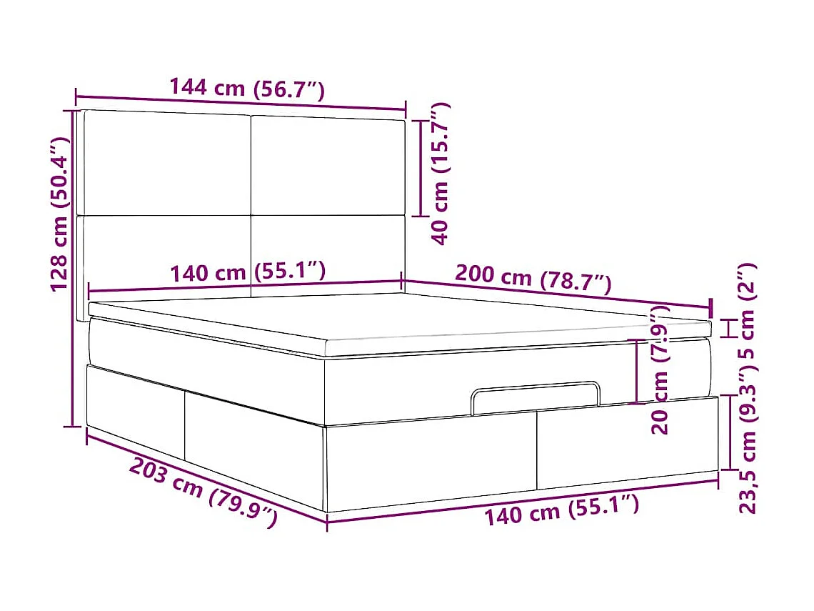 Ottoman-Bett mit Matratzen Dunkelgrün 140x200 cm Samt