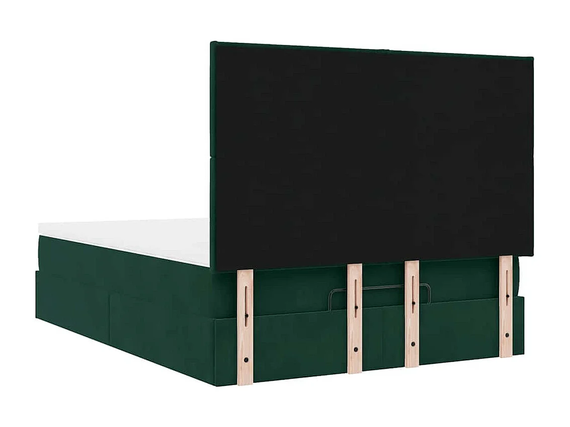 Ottoman-Bett mit Matratzen Dunkelgrün 140x200 cm Samt