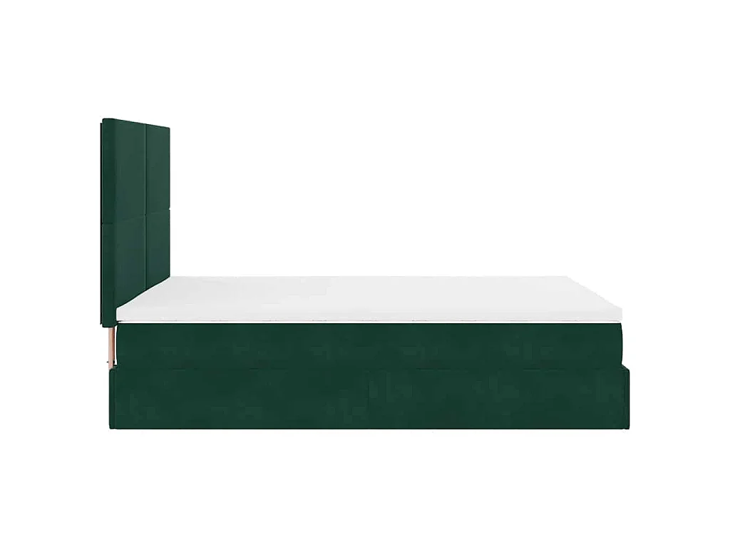 Cadre de lit ottoman avec matelas vert foncé 140x200 cm velours