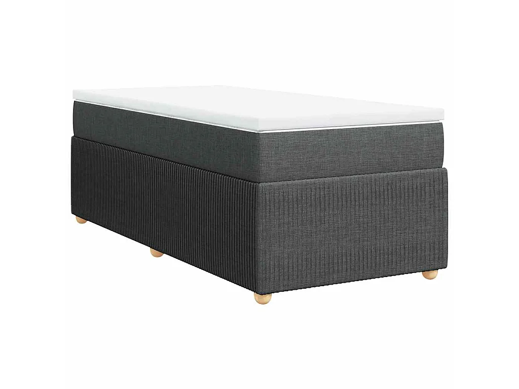 Cama box spring con colchón tela gris oscuro 90x200 cm