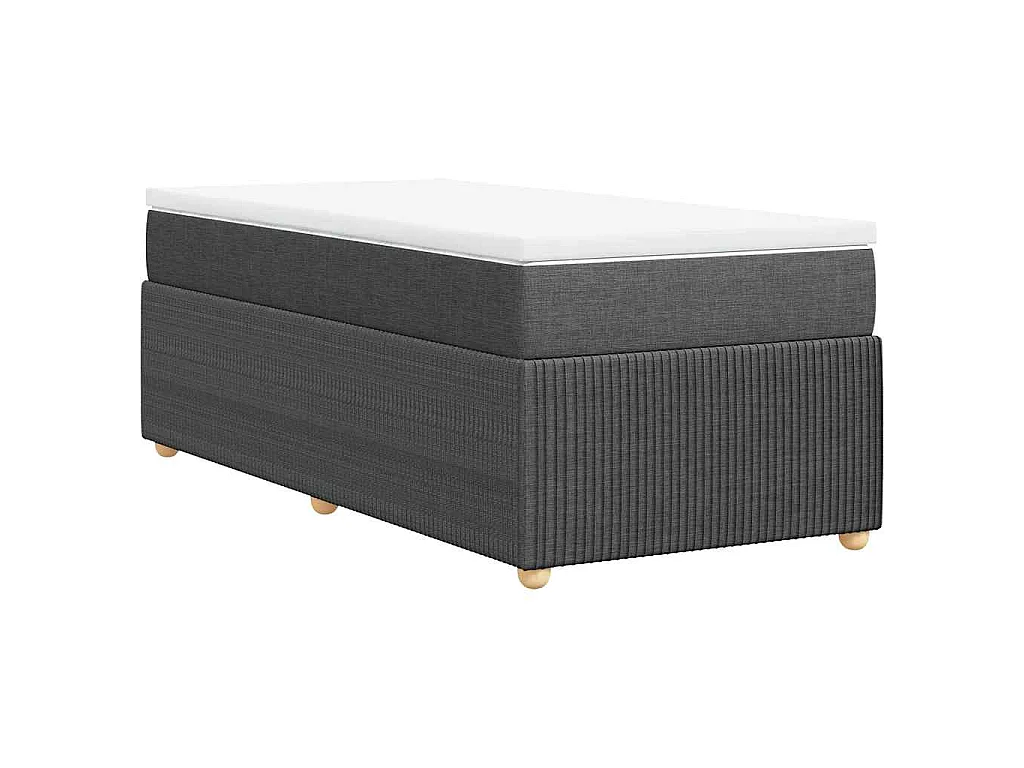 Cama box spring con colchón tela gris oscuro 90x200 cm