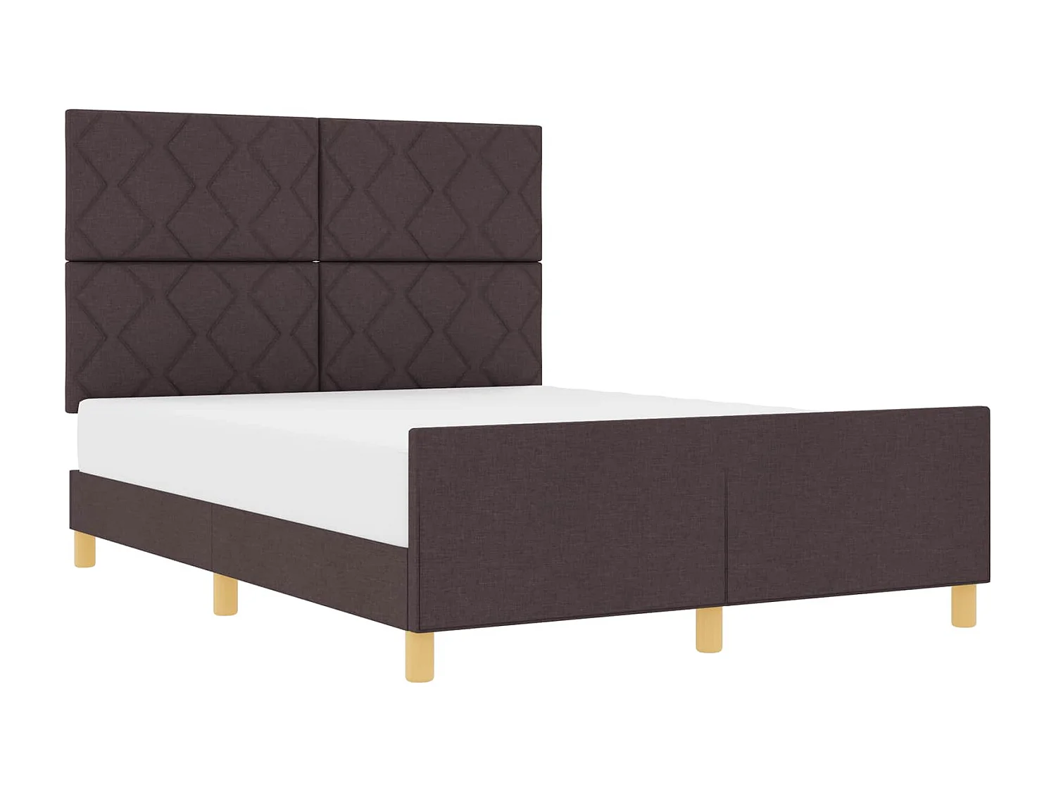 Cadre de lit avec tête de lit Marron foncé 140 x 190 cm tissu