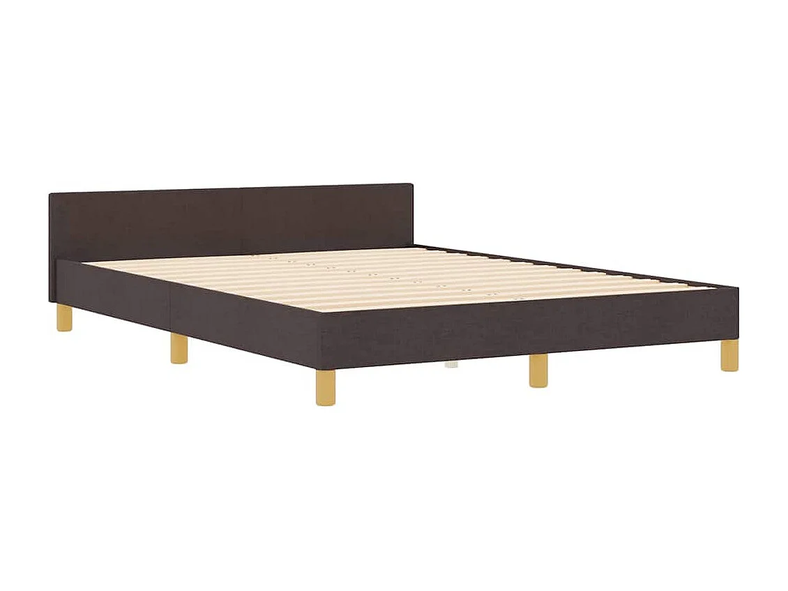 Cadre de lit avec tête de lit Marron foncé 140 x 190 cm tissu