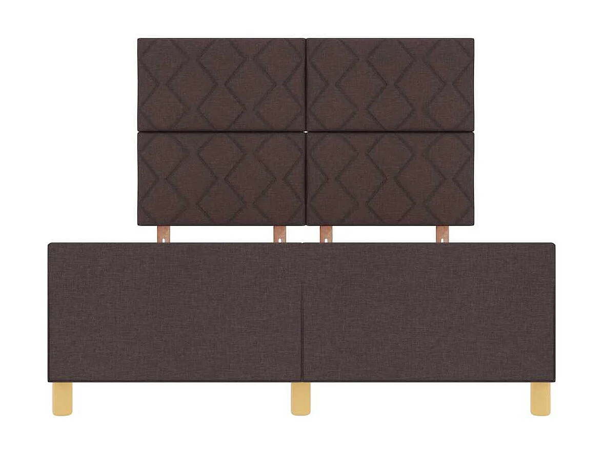 Cadre de lit avec tête de lit Marron foncé 140 x 190 cm tissu