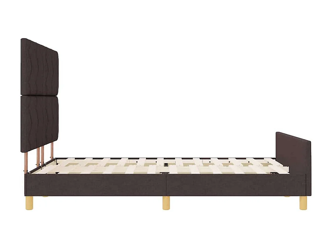 Cadre de lit avec tête de lit Marron foncé 140 x 190 cm tissu