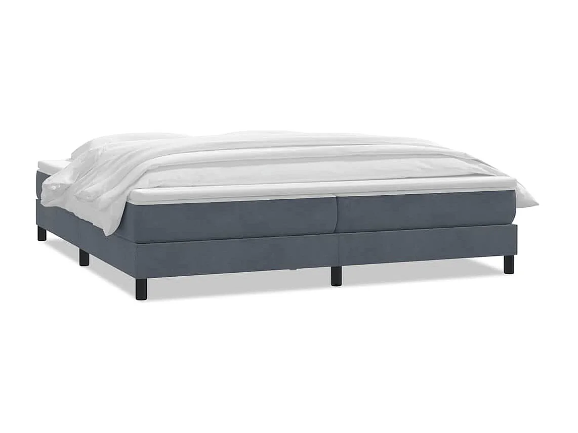 Cama box spring con colchón terciopelo gris oscuro 180x220 cm