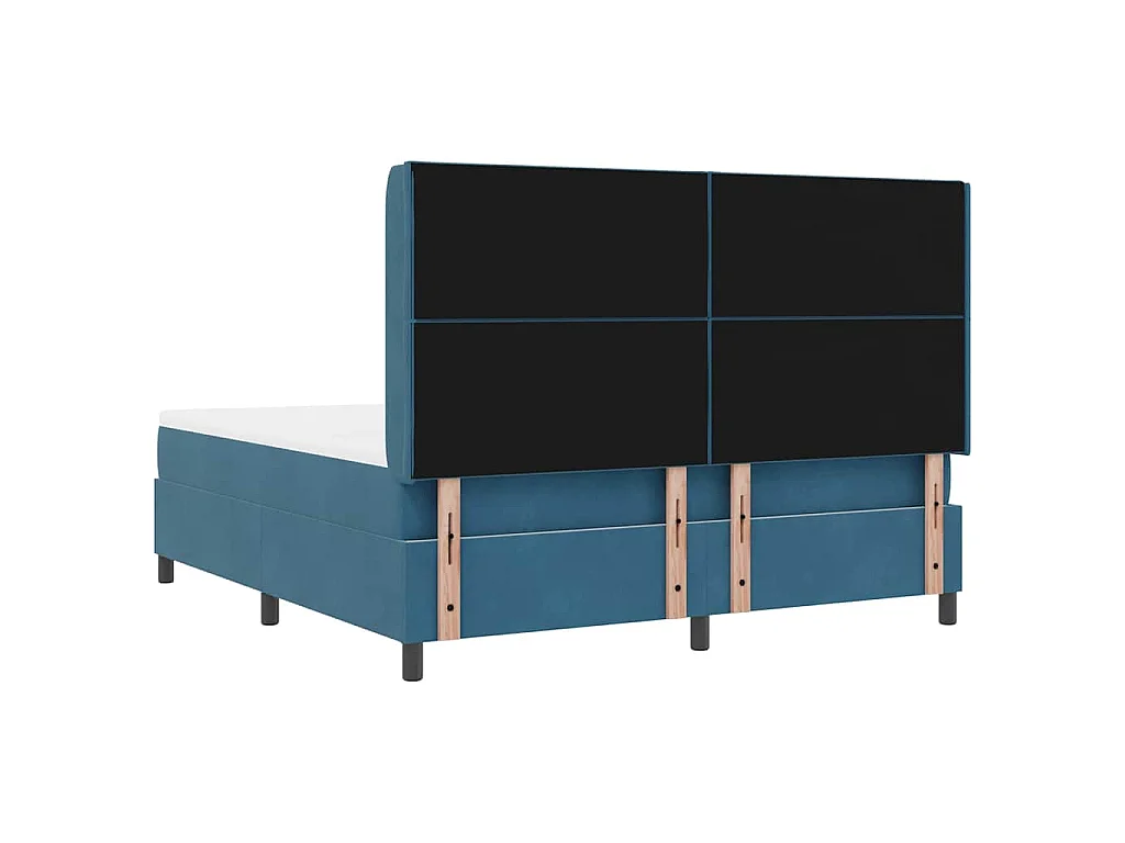 Lit à ressorts avec bandes LED Bleu 180 x 200 cm Velours