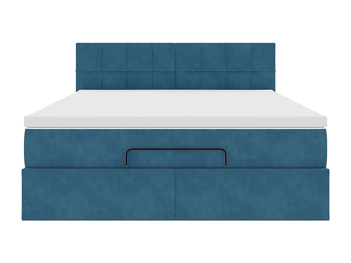 Ottoman bed met matras 140x190cm fluweel donkerblauw