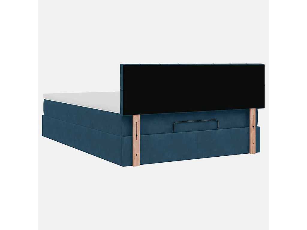 Cadre de lit ottoman avec matelas bleu foncé 140x190 cm velours