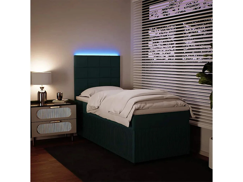 Boxspring met matras fluweel donkergroen 90x190 cm