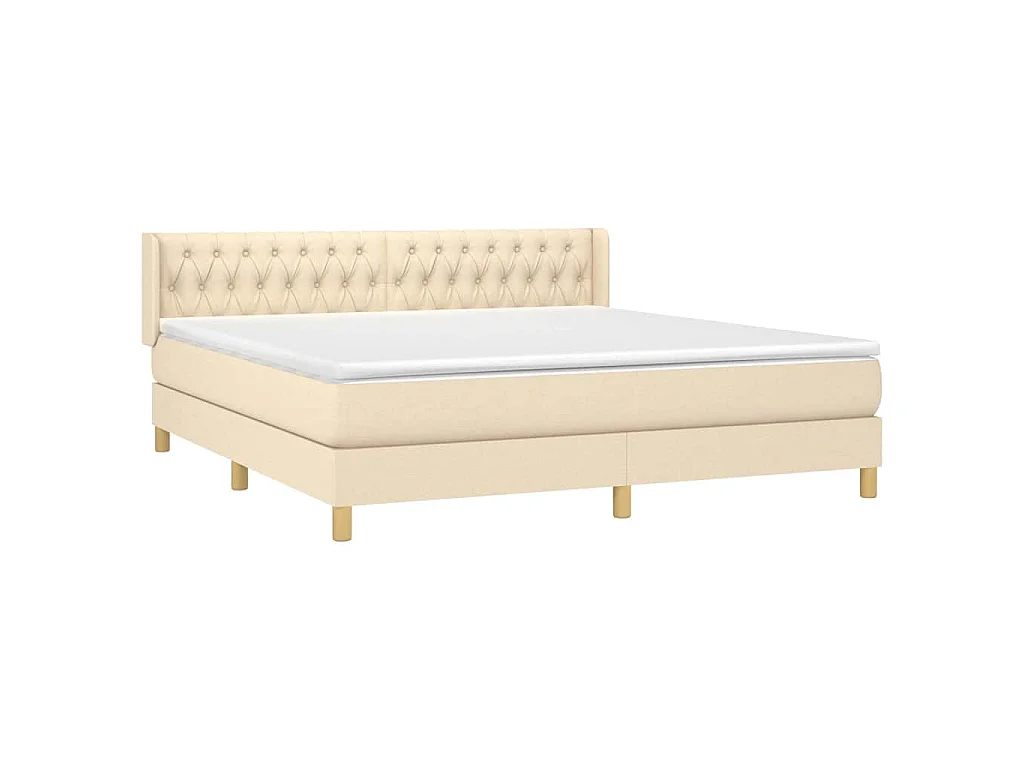 Sommier à lattes de lit avec matelas Crème 180x200 cm Tissu