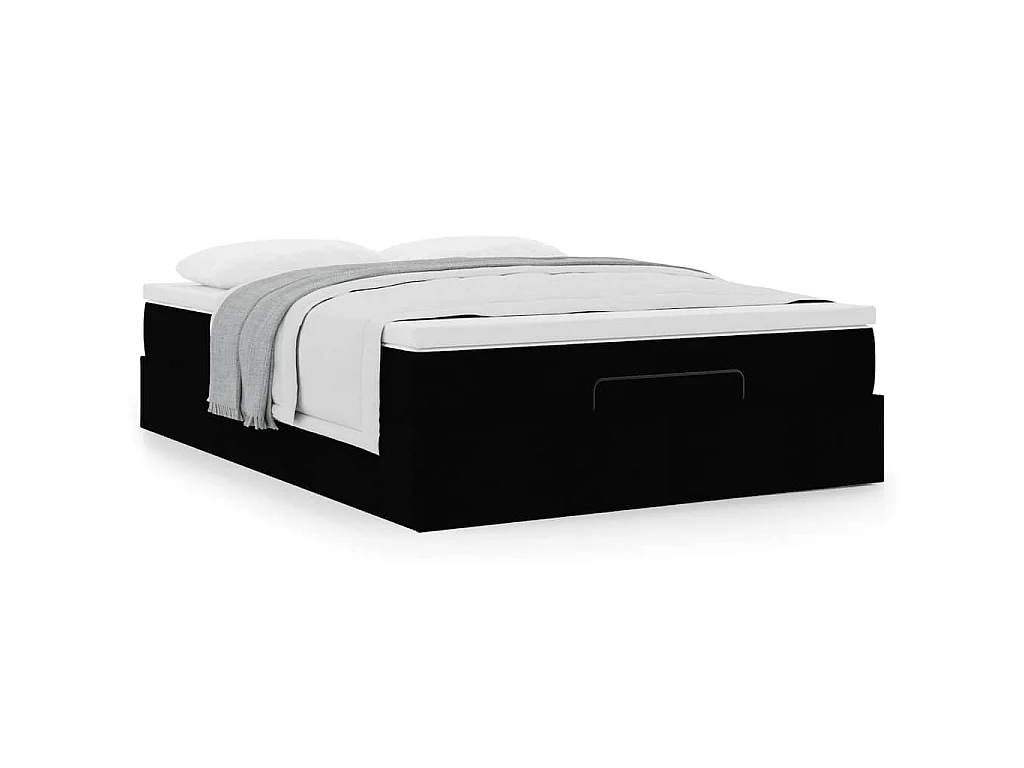 Ottoman bed met matras 140x190cm kunstleer zwart