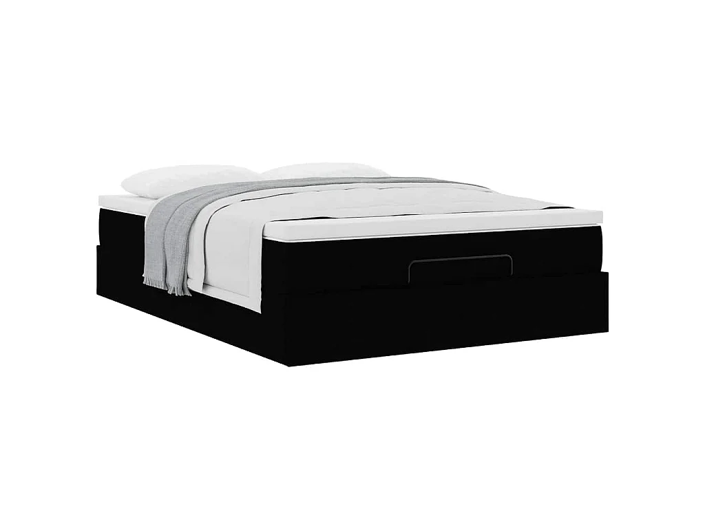 Ottoman bed met matras 140x190cm kunstleer zwart