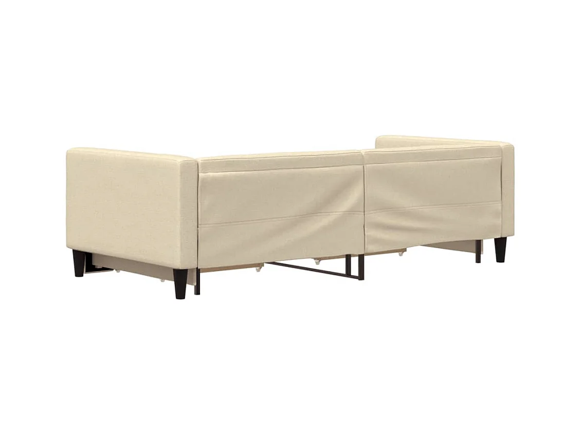 Lit de jour avec gigogne et tiroirs sans matelas crème 90x200cm