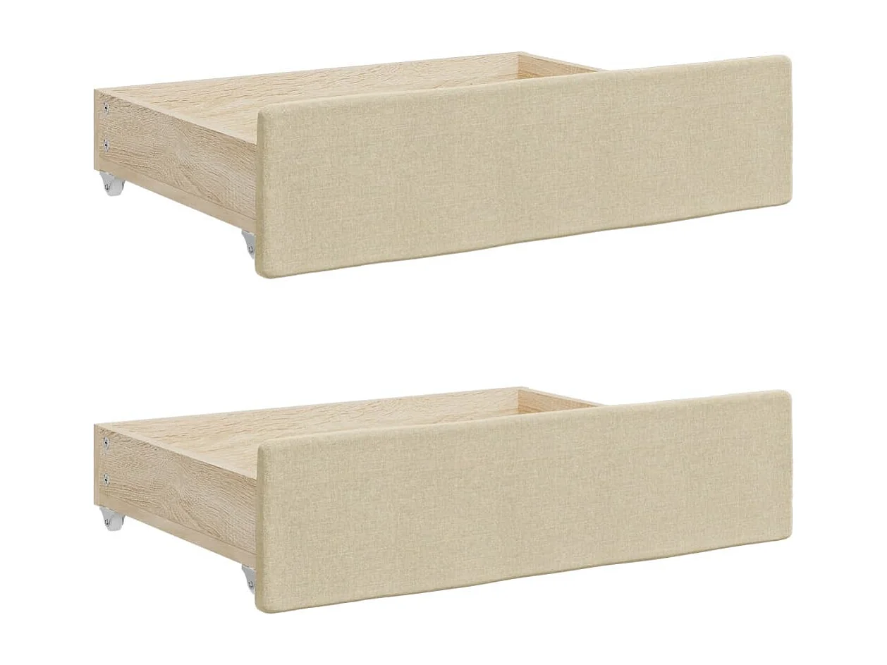 Tagesbett Ausziehbar mit Schubladen Creme 90x200 cm Stoff