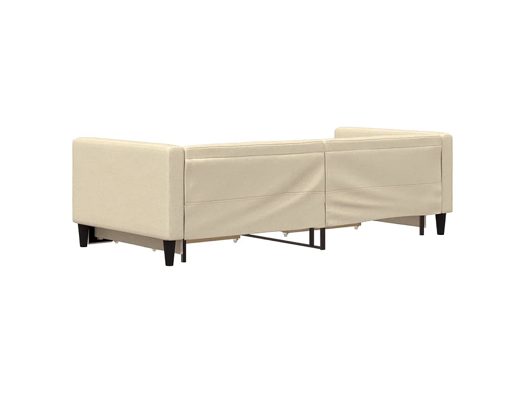 Divano Letto Estraibile con Cassetti Crema 90x200 cm in Tessuto