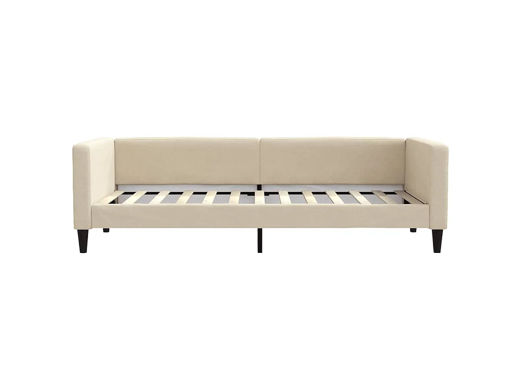 Divano Letto Estraibile con Cassetti Crema 90x200 cm in Tessuto
