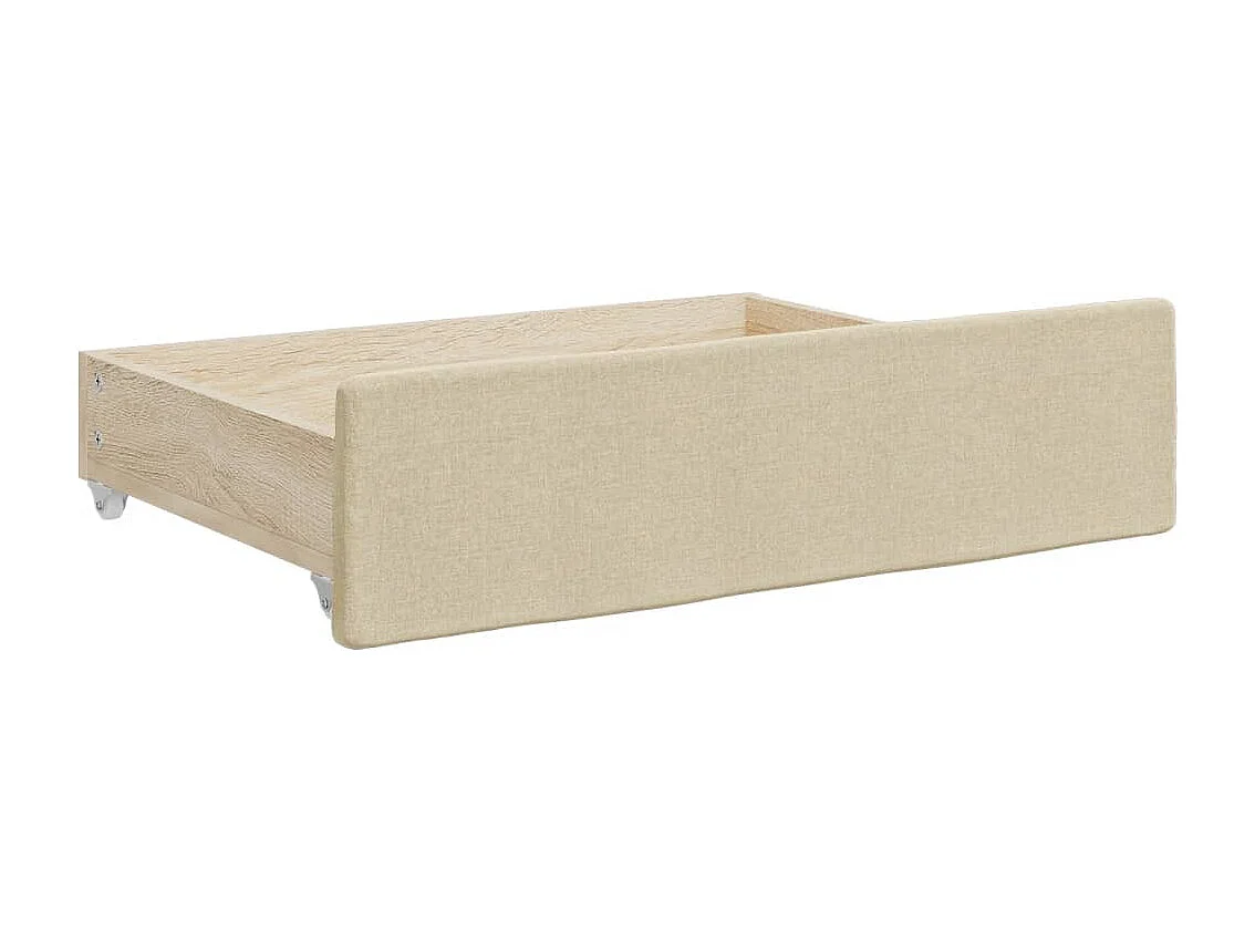 Divano Letto Estraibile con Cassetti Crema 90x200 cm in Tessuto