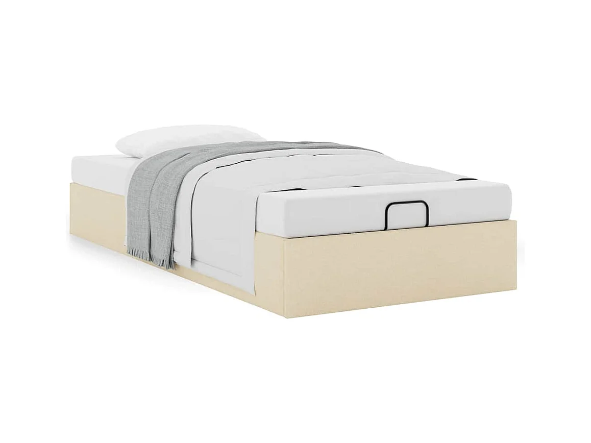 Cadre de lit ottoman sans matelas crème 90x200 cm tissu